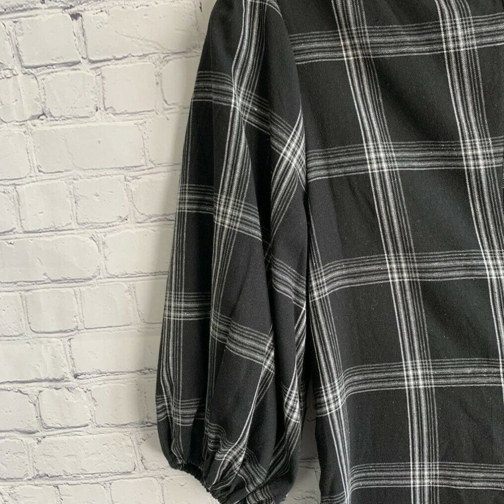 Free People Miss Molly Plaid Mini Dress Black Gray Tunic Size 2 - Picture 3 of 6